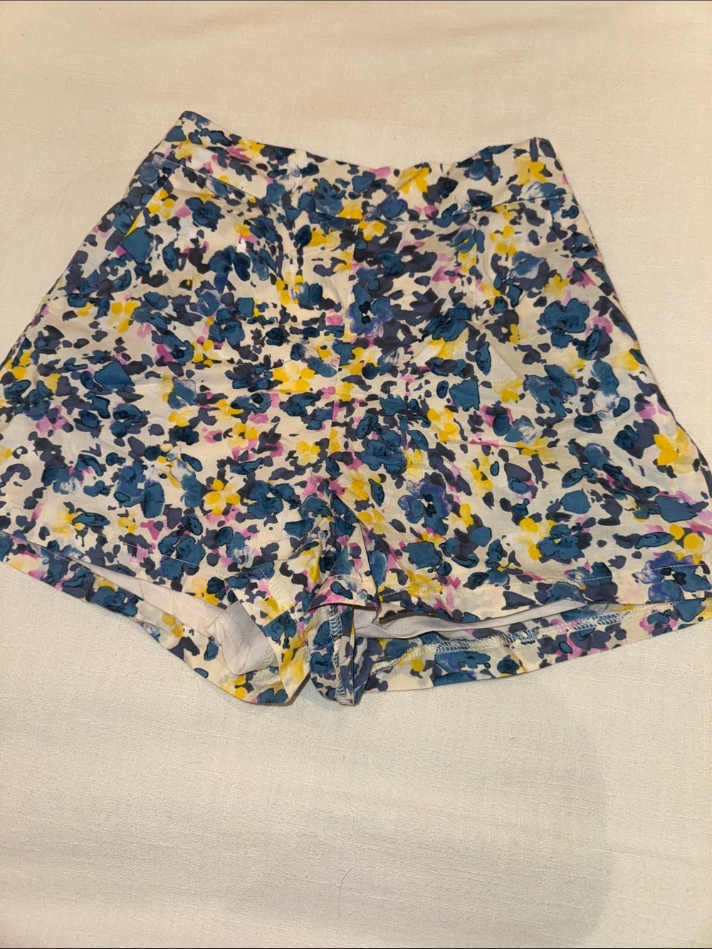 TCEC Floral High-Waist Women’s Shorts - Blue/Yellow/Pink